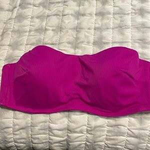 Purple strapless swim top